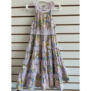 Matilda Jane Wonderment Off to Wonderland Maxi Dress Sz 4 Lavender Tiered floral